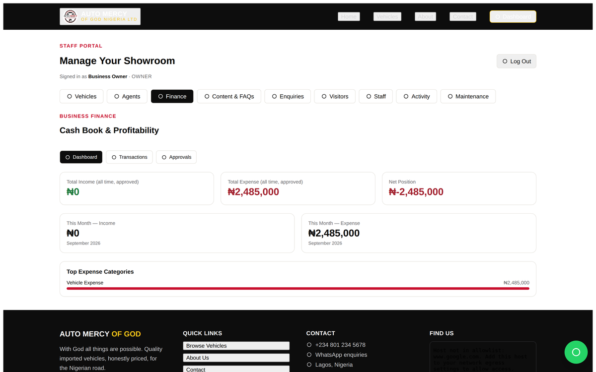 Business finance — real expenses and margin tracking